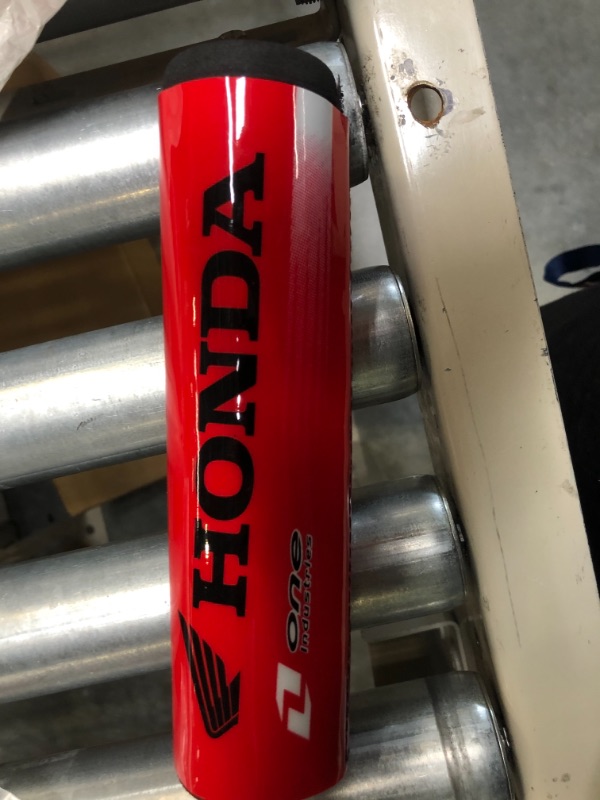 Photo 1 of Accessory Short Red Pad & Black Text Soft Cushion High-Density Foam Crossbar Handlebar Protectors for ATVs Motorcycles Bikes (7.87in Long)