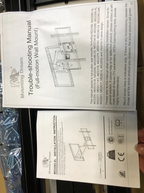 Photo 2 of Mounting Dream Long Arm TV Wall Mount for Most 42-90 Inch TV, 40 Inch Long Extension TV Mount Swivel and Tilt, Full Motion TV Mount Fits Max VESA 800x400mm, 150 lbs. Loading, 16”,18”, 24” Studs