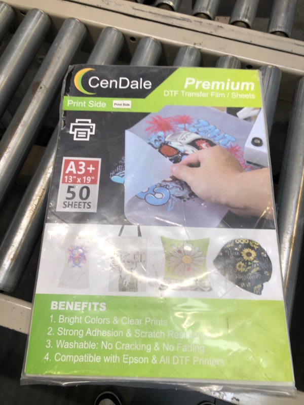 Photo 2 of CenDale Premium DTF Transfer Film 13"x19" - A3 Plus 50 Sheets Double-Sided Matte Clear PreTreat Sheets PET Heat Transfer Paper for DIY Direct Print on All Fabric and Colors T-Shirts Textile A3 Plus (13"x19")-50 Sheets