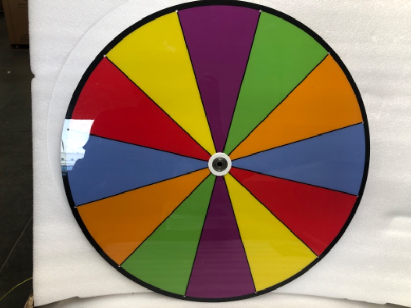 Photo 5 of 24 Inch Spinning Wheel, 12 Slots Color Prize Wheel with Gooseneck Tray, Dry Erase Marker & Eraser, Heavy Duty Spin Wheel for Tabletop or Floor, Roulette Wheel of Fortune for Carnival Game, Trade Show Colors 24inch