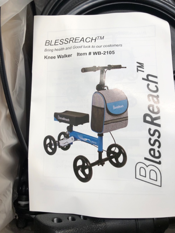 Photo 2 of BlessReach Steerable Knee Walker Deluxe Medical Scooter for Foot Injuries Adult Compact Crutches (WB-2105 Black)