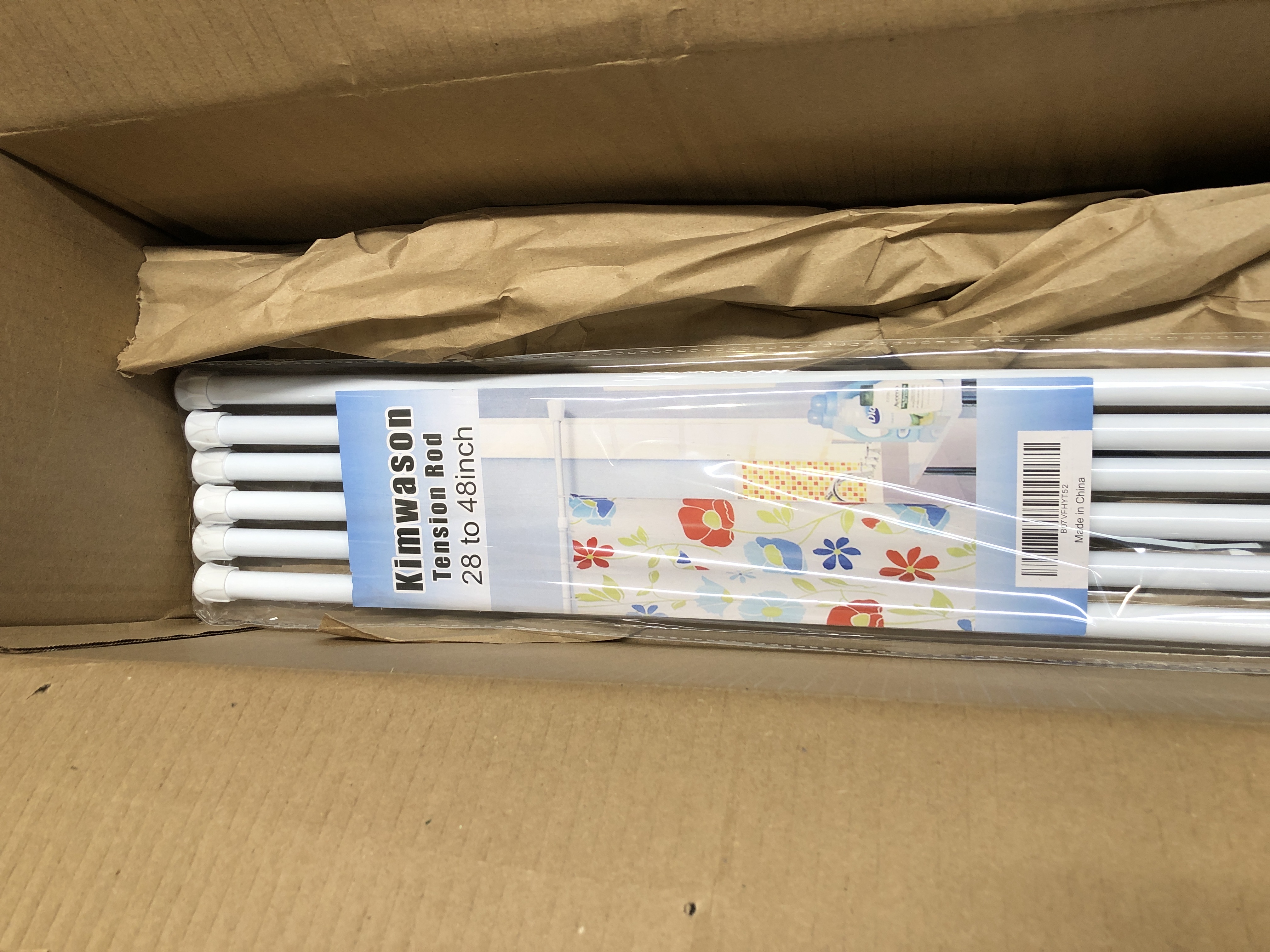 Photo 1 of 6 Pack Spring Tension Curtain Rod Adjustable Length for Kitchen, Bathroom, Cupboard, Wardrobe, Window, Bookshelf DIY Projects White 28" to 48"- 6 Pack
