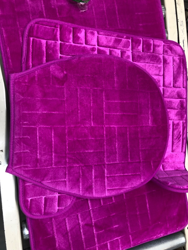 Photo 5 of 3 Piece Memory Foam Bath mat Set Victoria Hot Pink