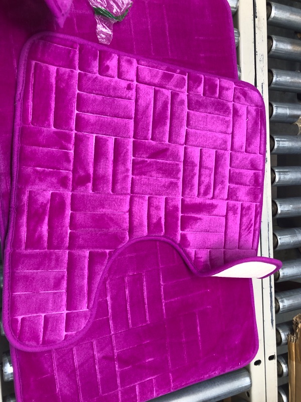 Photo 4 of 3 Piece Memory Foam Bath mat Set Victoria Hot Pink