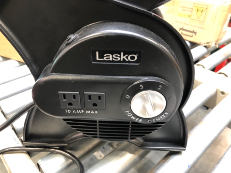 Photo 6 of Lasko High Velocity Pivoting Utility Blower Fan, for Cooling, Ventilating, Exhausting and Drying at Home, Job Site, Construction, 2 AC Outlets, Circuit Breaker with Reset, 3 Speeds, 12", Black, U12104