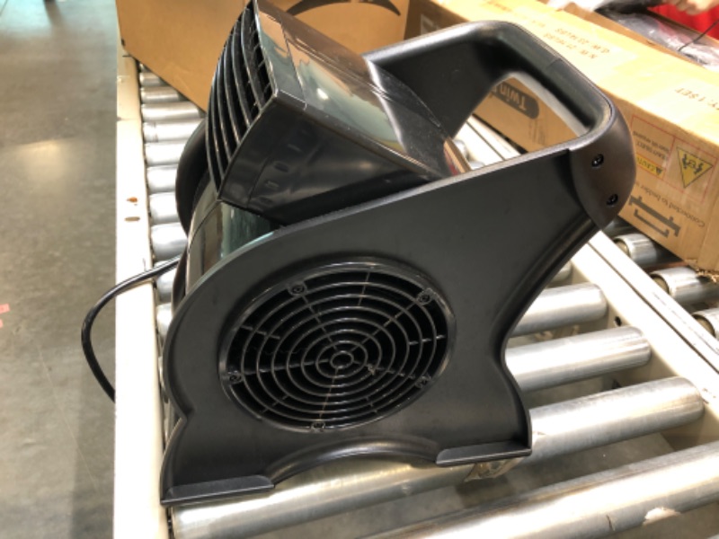 Photo 2 of Lasko High Velocity Pivoting Utility Blower Fan, for Cooling, Ventilating, Exhausting and Drying at Home, Job Site, Construction, 2 AC Outlets, Circuit Breaker with Reset, 3 Speeds, 12", Black, U12104