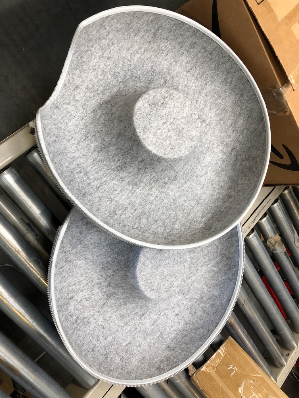 Photo 1 of Cat Tunnel Bed for Indoor Cats with 4 Toys, Scratch Resistant Detachable, and Washable Large Donut Cat Bed, for Cats up to 7 Lbs (M(20x20x9), Light Grey) M(20x20x9) Light Grey