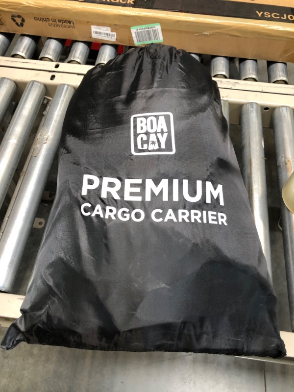 Photo 3 of BOACAY Rooftop Cargo Carrier, 15 Cubic Ft Extra-Large Top Bag for Vehicles with Rack or Without, Waterproof Military-Grade PVC Canvas, Aerodynamic Design, Straps, Hooks & Non-Slip Mat Included 'Panther Black