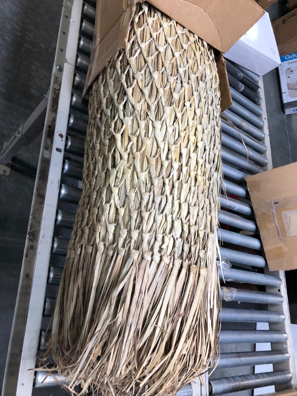 Photo 2 of amaZulu Inc. Mexican Straw Roof Thatch – Palm Thatch Rolls 35" H x 30'L | Duck Blind Grass | Tiki Hut Thatch | Duck Boat Blinds | Palapa Thatch Roofing | Thatch Roofing for Tiki Bar | Tiki Bar Huts 35"H x 30'L