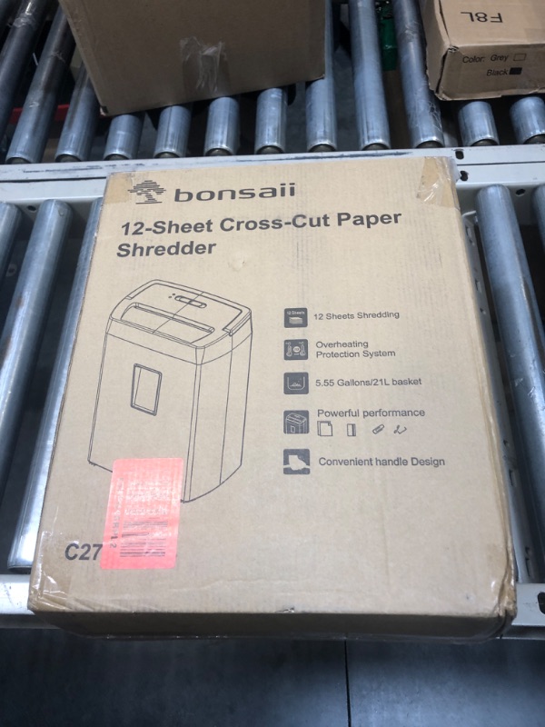 Photo 6 of Bonsaii 12-Sheet Cross Cut Paper Shredder, 10-Minute 5.5 Gal Home Office Heavy Duty Shredder for Paper, Credit Card, Mails, Staples, with Transparent Window, High Security Level P-4 (C275-A) 1 0 Mins-5.5Gal