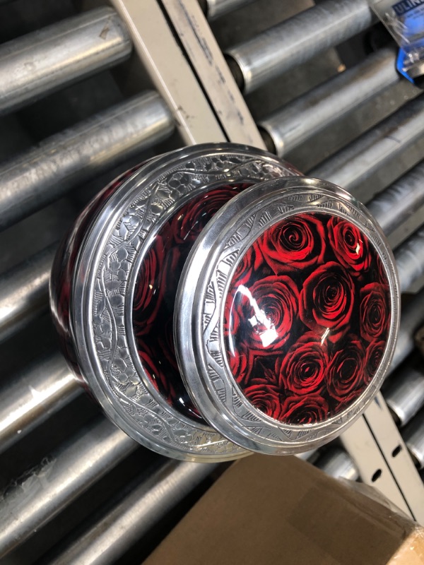 Photo 3 of Crimson Rose Cremation Urn for Human Ashes Adult Large up to 220cu Handcrafted Aluminuim Metal Decorative Urn Rose Cremation Urn (Large)