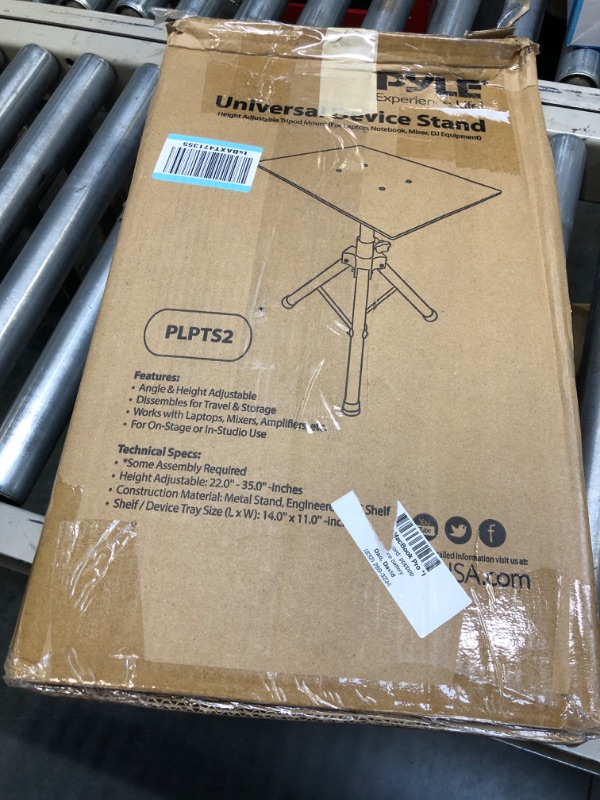 Photo 1 of Universal Laptop Projector Tripod Stand - Computer, Book, DJ Equipment Holder Mount Height Adjustable Up to 35 Inches w/ 14'' x 11'' Plate Size - Perfect for Stage or Studio Use - PylePro PLPTS2