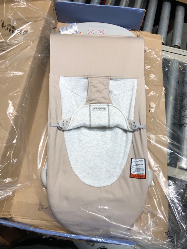 Photo 1 of BABYBJÖRN Bouncer Balance Soft, Cotton/Jersey, Beige/Gray Cotton/Jersey Beige/Gray