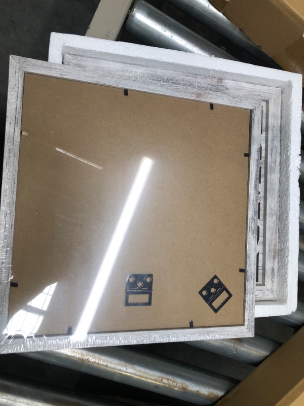 Photo 1 of 2 Pcs 12 x 12 Inch Farmhouse Wall Mirrors Wall Mounted Square Rustic Farmhouse Accent Mirror White Decorative Mirrors for Wall Bedroom Kitchen Bathroom Entryway Laundry Home Living Room Art Decoration