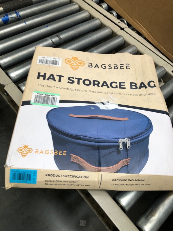 Photo 6 of Bagsbee Round Hat Box for Travel and Storage - 8 x 16 Inches - Hat Organizer for Women & Men with Carrier Straps and Stabilizing Rods - Collapsible Hat Storage for Cowboy, Fedora, Sun Hats and More