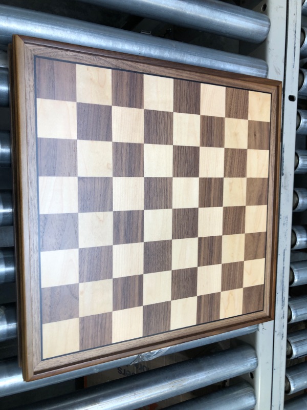 Photo 2 of A&A 15 inch Walnut Wooden Chess Sets w/ Storage Drawer / Triple Weighted Chess Pieces - 3.0 inch King Height/ Walnut Box w/Walnut & Maple Inlay / 2 Extra Queen / Classic 2 in 1 Board Games/ Chess Only Triple Weighted Pieces w/ Walnut Box