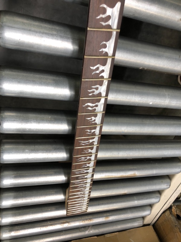 Photo 1 of 24fret 14° Electric Guitar Neck Canadian Maple Electric Guitar Rosewood Fretboard Inlaid with Flame Notes (IBA red flame)