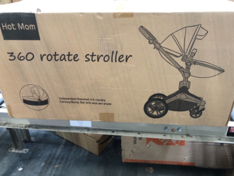 Photo 1 of Hot Mom Stroller Baby Stroller 360 Degree Rotation Function,Baby Carriage Pu Leather Pushchair Pram Grid
