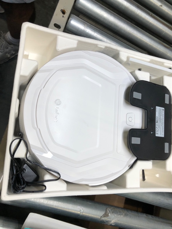 Photo 1 of Lefant Robot Vacuum Cleaner, Tangle-Free, Strong Suction, Slim, Low Noise, Automatic Self-Charging, Wi-Fi/App/Alexa Control, Ideal for Pet Hair Hard Floor and Daily Cleaning, M210 White Medium