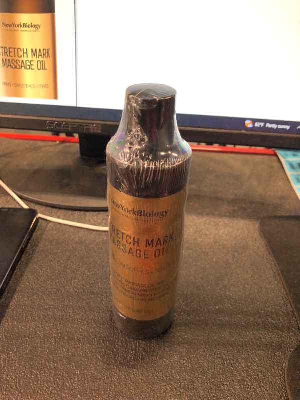 Photo 1 of New York Biology Stretch Mark Massage Oil 8 Fl. oz – Made with 100% Natural Oils – Sensual Body Oil for Massage Therapy, Muscle Relaxation and Deep Tissue Stretch Mark 8 Fl Oz (Pack of 1)