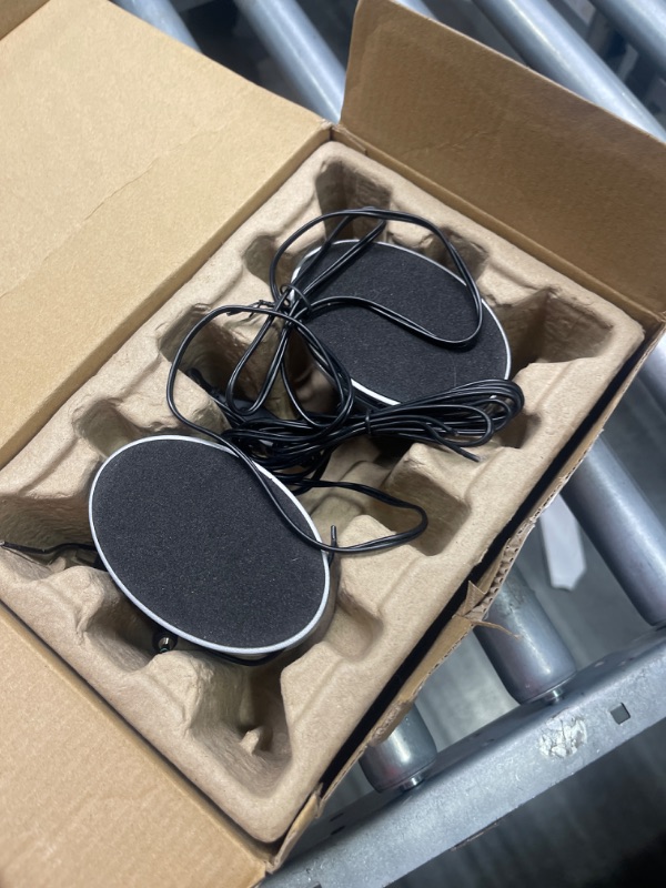 Photo 1 of Amazon Basics USB Plug-n-Play Computer Speakers for PC or Laptop - 1 Pair (2 Speakers), Silver with Blue LED Light Silver 2 Speakers Speakers