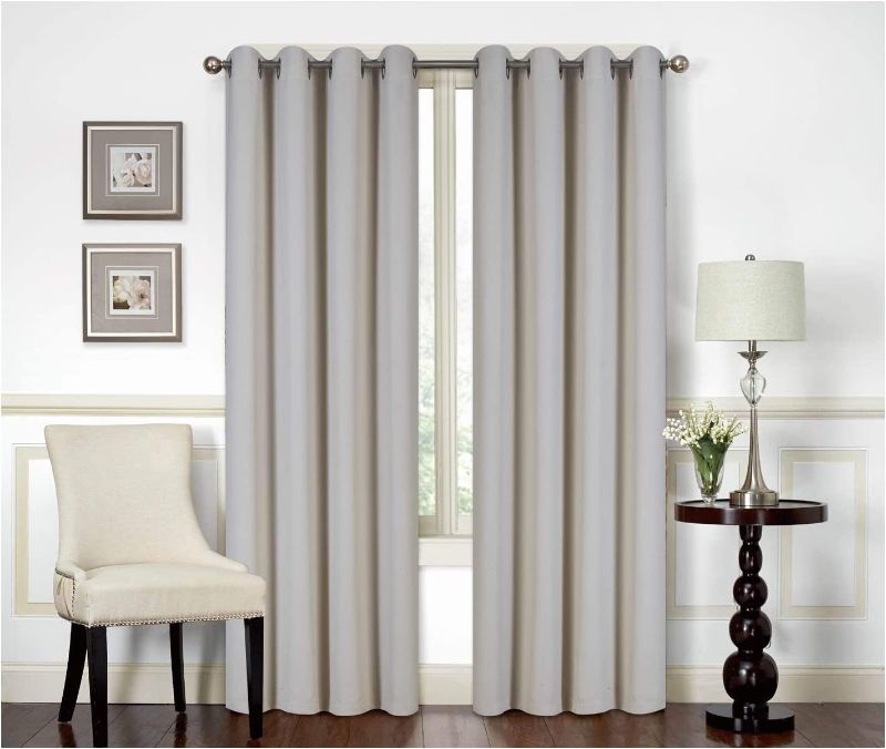 Photo 1 of  2 Panel Curtain Set Solid Machine Woven Blackout with 8 Grommets (Beige)
