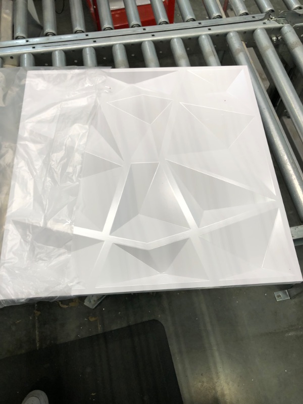 Photo 3 of Art3d Textures 3D Wall Panels White Diamond Design Pack of 12 Tiles 32 Sq Ft (PVC)