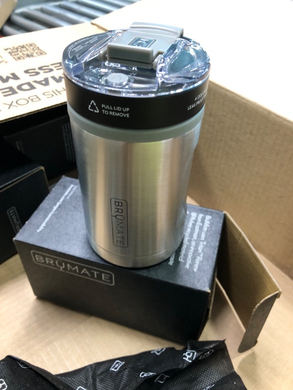 Photo 7 of BrüMate Hopsulator DUO 2-in-1 Can Cooler Insulated for 12oz Cans + 100% Leak Proof Tumbler with Lid | Can Coozie Insulated for Hard Seltzer, Beer, Soda and Energy Drinks (Stainless)
