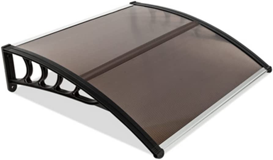 Photo 1 of 40" x 40" Door Window Awning Exterior, Polycarbonate Cover Entry Door Outdoor Patio Awning Canopy, Front Door Overhang Awning for Sun Shutter, UV, Rain and Snow Protection, Hollow Sheet (Brown Board)