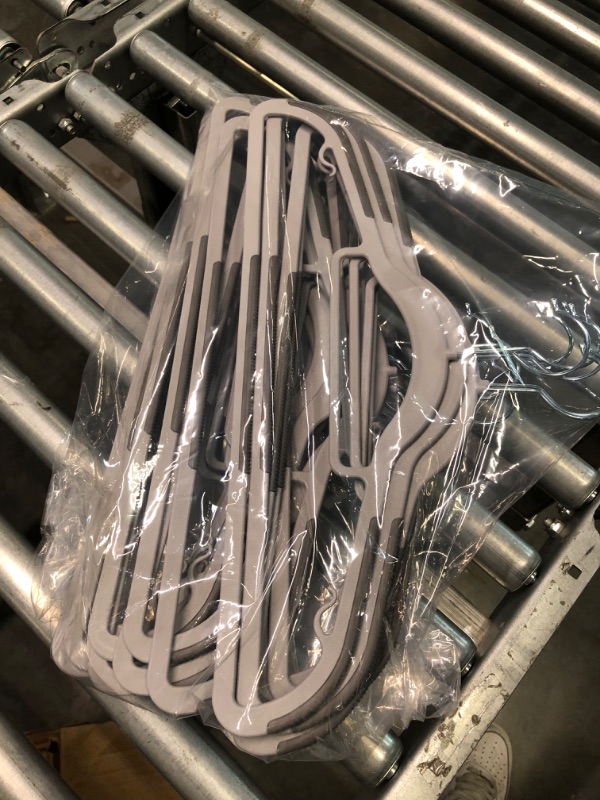Photo 2 of 15 Pack Coat Hangers Heavy-Duty 360° Swivel Hook Plastic Hangers with Non-Slip Design Space-Saving Light and Dark Gray