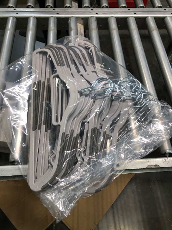 Photo 3 of 17 Pack Coat Hangers Heavy-Duty 360° Swivel Hook Plastic Hangers with Non-Slip Design Space-Saving Light and Dark Gray