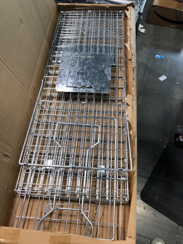 Photo 1 of ANT MARCH Live Animal Cage Trap 32''x11.5"x13" Steel Humane Release Rodent Cage with Gloves for Rabbits, Stray Cat, Squirrel, Raccoon, Mole, Gopher, Chicken, Opossum, Skunk, Chipmunks, Groundhog`