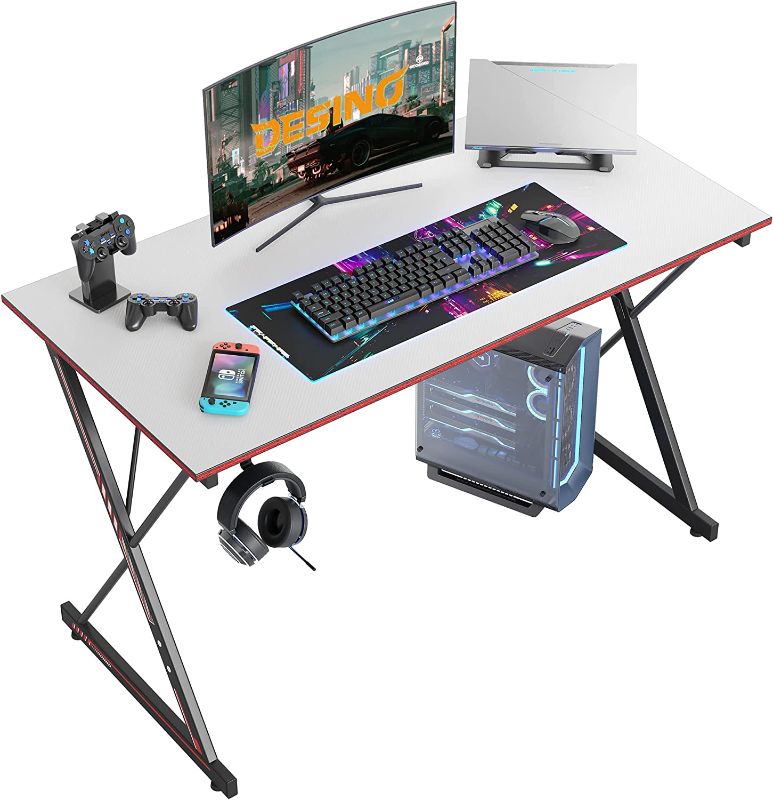 Photo 1 of DESINO Gaming Desk 40 Inch PC Computer Desk, Home Office Desk Table Gamer Workstation, Simple Game Table, White

