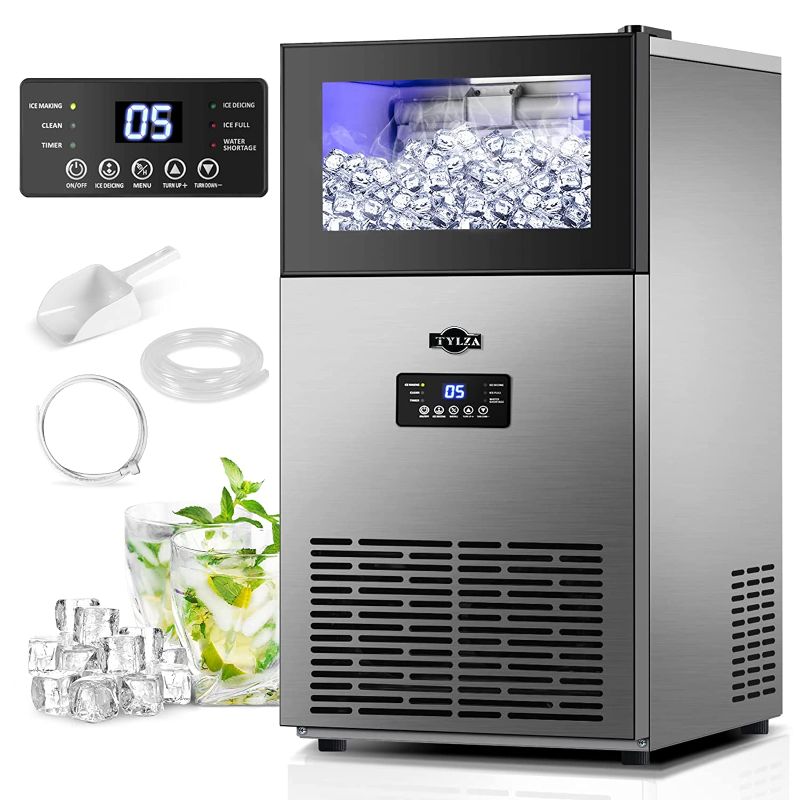 Photo 1 of TYLZA Commercial Ice Maker 130 LBS/24H, Upgraded 15" Wide Under Counter Ice Maker with 35LBS Ice Capacity, Commercial Ice Machine Self Clean Stainless Steel Built-in or Freestanding Large Ice Machine