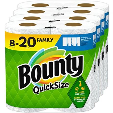 Photo 1 of Bounty Quick Size Paper Towels, White, 8 Family Rolls = 20 Regular Rolls