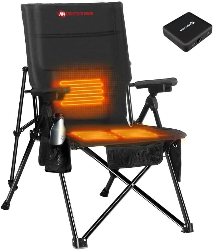 Photo 1 of ANTARCTICA GEAR Heated Camping Chair with 12V 16000mAh Battery Pack, Heated Portable Chair, Perfect for Camping, Outdoor Sports, Picnics, and Beach Party, with 5 Pockets
