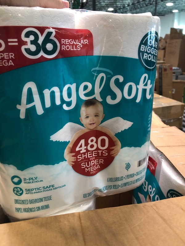 Photo 2 of Angel Soft Super Mega Toilet Paper, 4 packs of 6 Super Mega Rolls