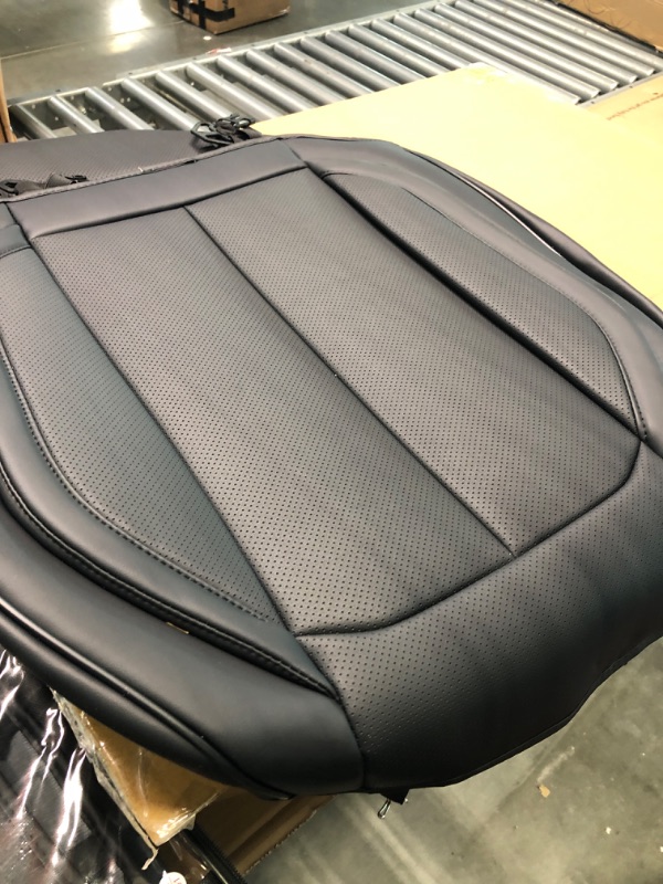Photo 1 of Coverado Car Seat Covers Full Set, Waterproof Nappa Leather Auto Seat Protectors, Universal Fit for Most Sedans SUV Pick-up Truck, Black Black FullSet