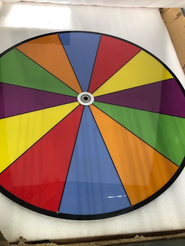 Photo 2 of 24 Inch Spinning Wheel, 12 Slots Color Prize Wheel with Gooseneck Tray, Dry Erase Marker & Eraser, Heavy Duty Spin Wheel for Tabletop or Floor, Roulette Wheel of Fortune for Carnival Game, Trade Show Colors 24inch