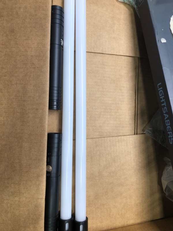 Photo 1 of Lightsaber Type-C Rechargeable Cosplay RGB 15 Colors 2 pcs, Aluminum Alloy Handle Real Lightsaber for Adults and Kids, Connectable 2 in 1 RGB Light 3 Modes for Birthday,Halloween Cosplay Black