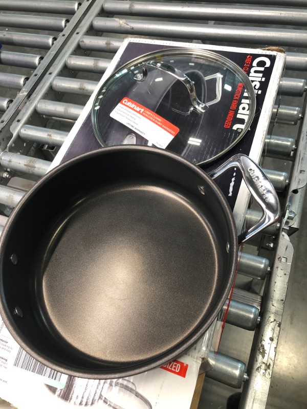 Photo 2 of Cuisinart 633-24H Chef's Classic Nonstick Hard-Anodized 3-1/2-Quart Saute Pan with Helper Handle and Lid , Black Sauté Pan w/Helper Handle & Cover 3.5-Quart