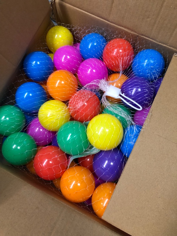 Photo 1 of Amuya Ball Pit Balls 100pcs for Kids, Colorful Balls for Ball Pit, 2.2” Non-Toxic Crush Proof Play Balls BPA Free, 7 Kinds of Bright Color Ocean Balls Include a Reusable Net Bag