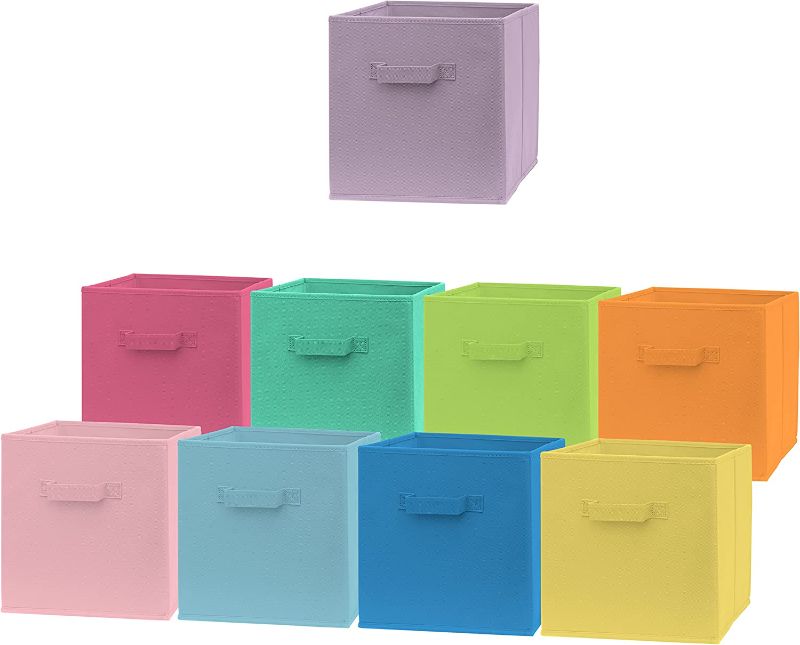 Photo 1 of 
Cube Storage Bins - Fun Colored 11 Inch Storage Cubes (12 Pack) | Fabric Cubby Basket for Home, Kids Room & Nursery | Dual Handles, Foldable | Cube...