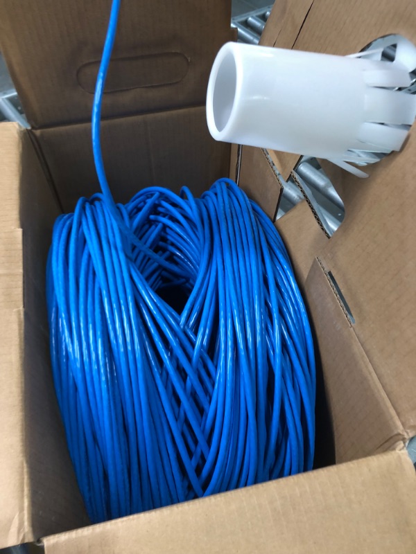 Photo 1 of Cat6A Plenum (CMP), 1000ft, 23AWG | 100% Solid Bare Copper | Unshielded Twisted Pair (UTP) Bulk Ethernet Cable, Available in Blue, White & Black Color (Cat6A Plenum Blue)