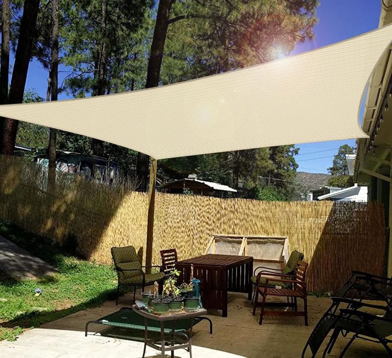 Photo 1 of Windscreen4less 16' x 20' Sun Shade Sail Rectangle UV Block Canopy Perfect for Patio Backyard Porch Pergola Pool Deck Lawn Garden Beige