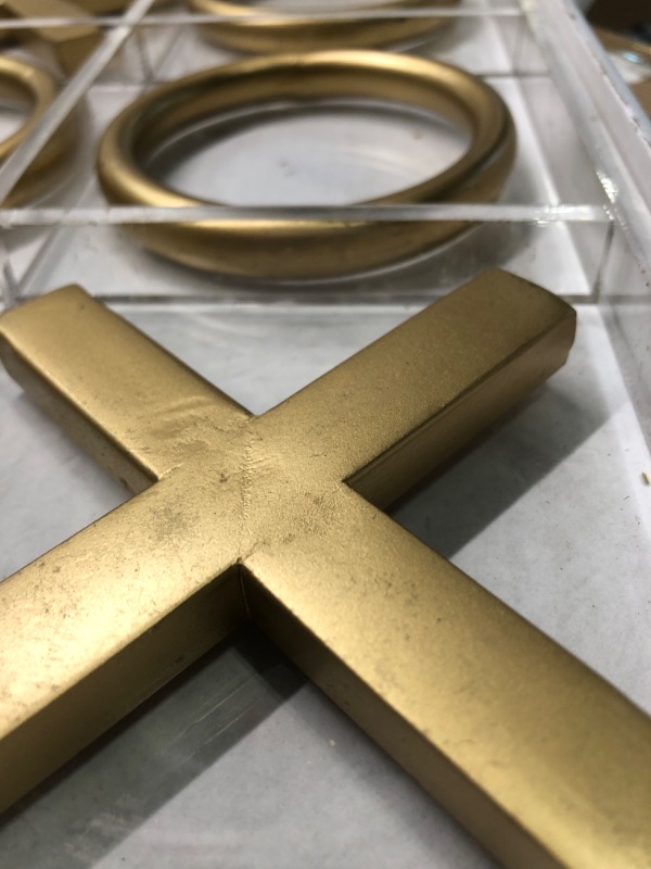 Photo 1 of FUIN 12" x 12" Acrylic Decorative Gold Tic Tac Toe Board Game Set for Coffee Table Decor, Gold