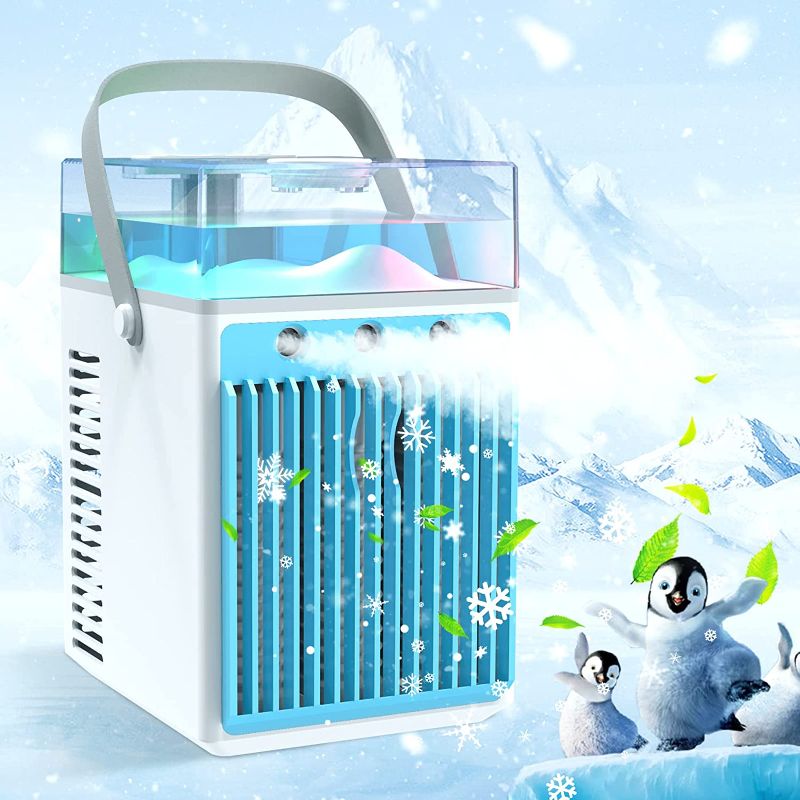 Photo 1 of 
Portable Air Conditioners, 4 in 1 Rechargeable Mini Air Conditioner Cordless AC Cooler Humidifier with LED, 3 Speeds Quiet Mini AC Personal Air Conditioner...