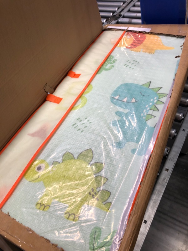 Photo 3 of LFCREATOR Baby Play Mat,79" x 71" Extra Large Play Mat for Baby,Anti Slip Non Toxic Infant Play Mat ?Waterproof Reversible Play mat with Fabric Covering Edge,Dinosaur