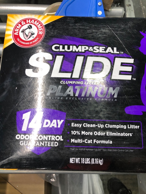 Photo 1 of Arm & Hammer SLIDE Platinum Multi-Cat Easy Clean-Up Clumping Cat Litter, 14 Days of Odor Control 18 lb