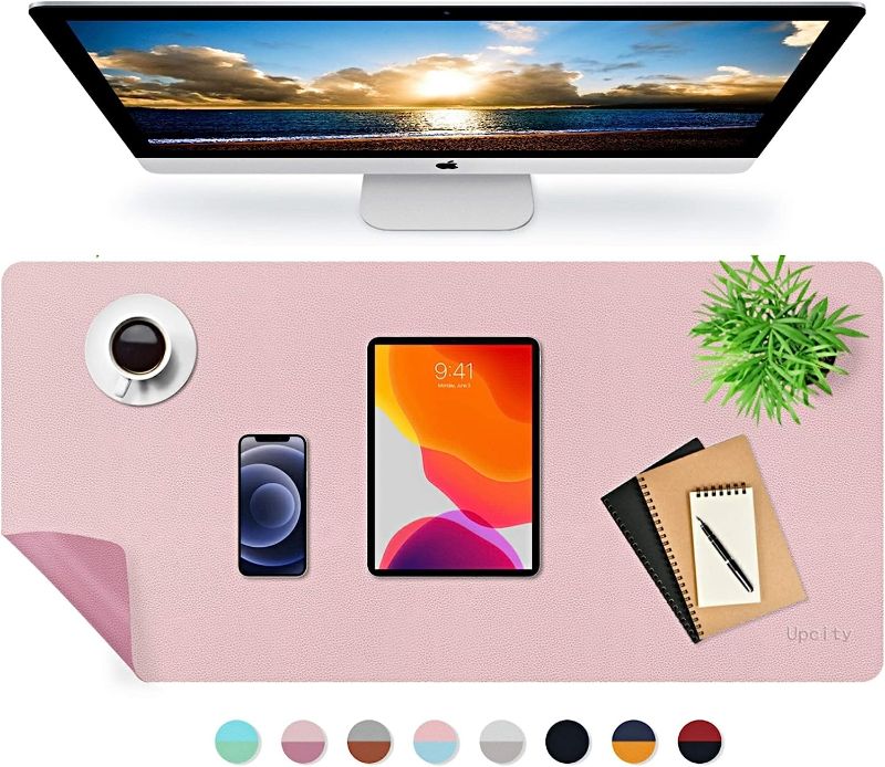 Photo 1 of Upcity Dual Sided Desk Pad , 35.4 x 16.9 Inch Office Desk Mat, Ultra Thin PU Leather Waterproof Mouse Pad, Large Desk Blotter Protector, Desk Writing Mat for Office & Home (Black) Black 35.4" x 16.9"